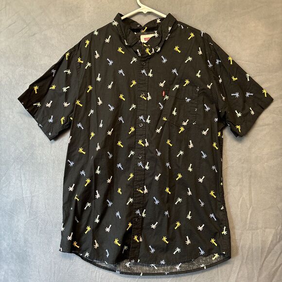 Levis Shirt Men’s XL Palm Trees Vacay Ocean Short Sleeve Button-Down Collared - Picture 1 of 8